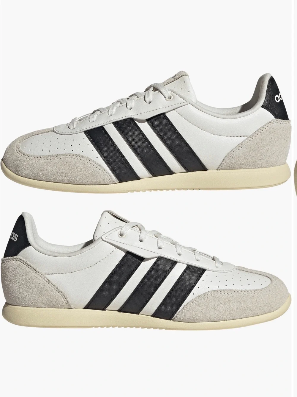 adidas White Sneakers with Black Stripes
